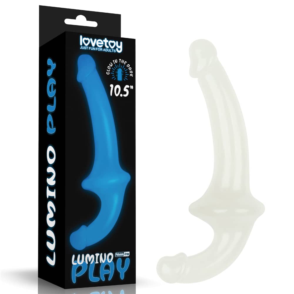 The packaging of the 10.5 inches lumino play double dildo