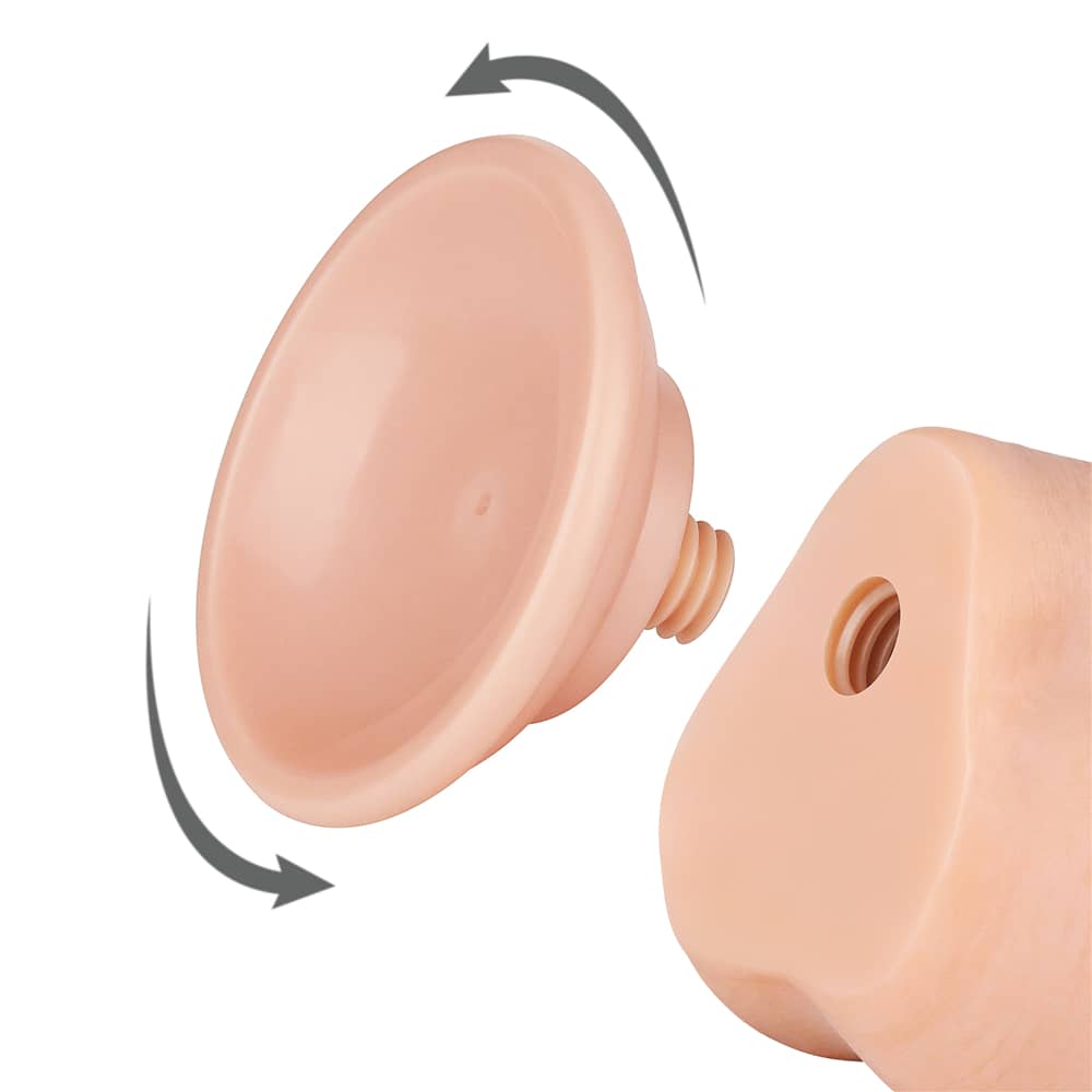 The removable suction cup of the 7.5 inches sliding skin dual layer flesh dong 