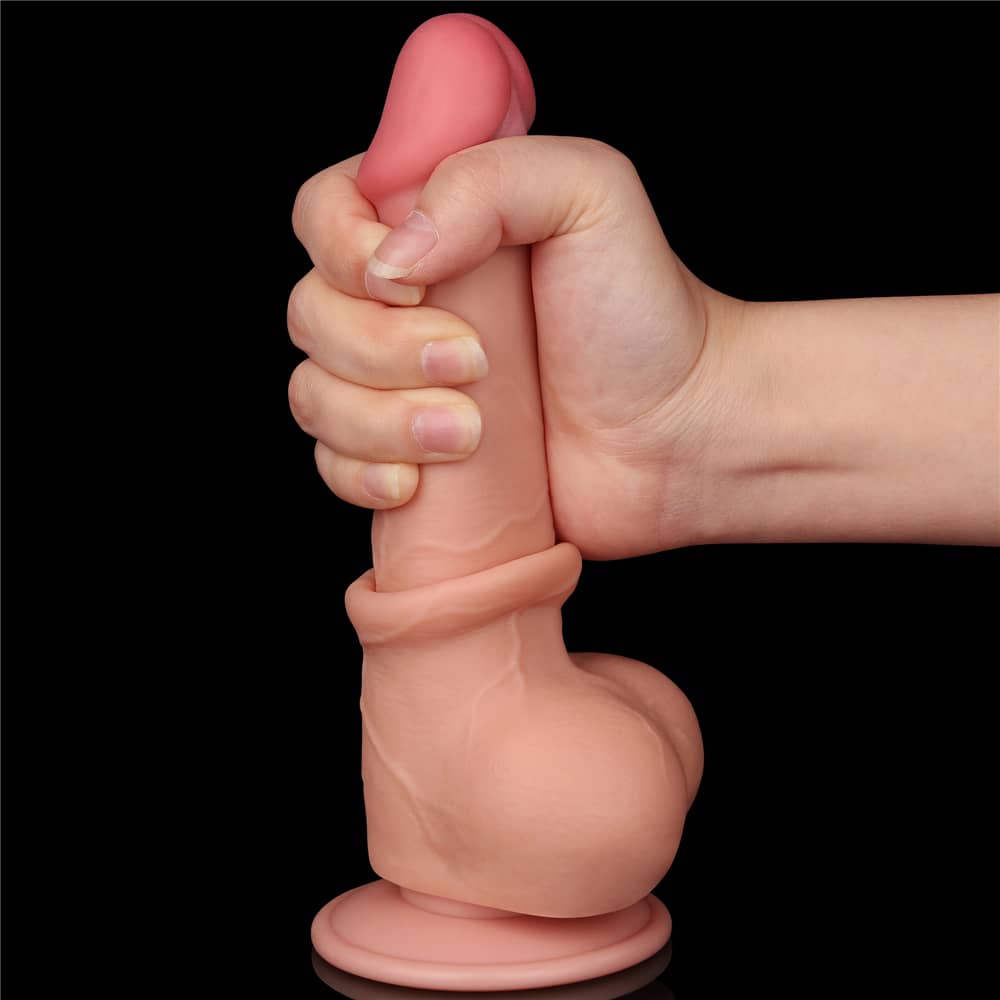 Hands slide easily on the 7.5 inches sliding skin dual layer flesh dong 