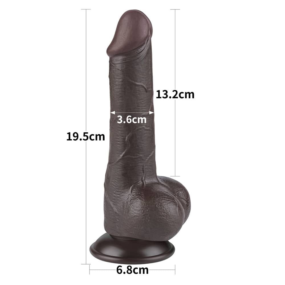 The size of the 7.5 inches sliding skin dual layer dong black