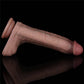 The 8.5 inches dual layered silicone cock has firm silicone inside and ultra soft silicone outside