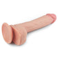 The 8.5 inches dual layered silicone flesh dildo features a powerful suction cup