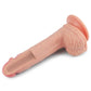 The 8.5 inches dual layered silicone flesh dildo features a dual layered silicone