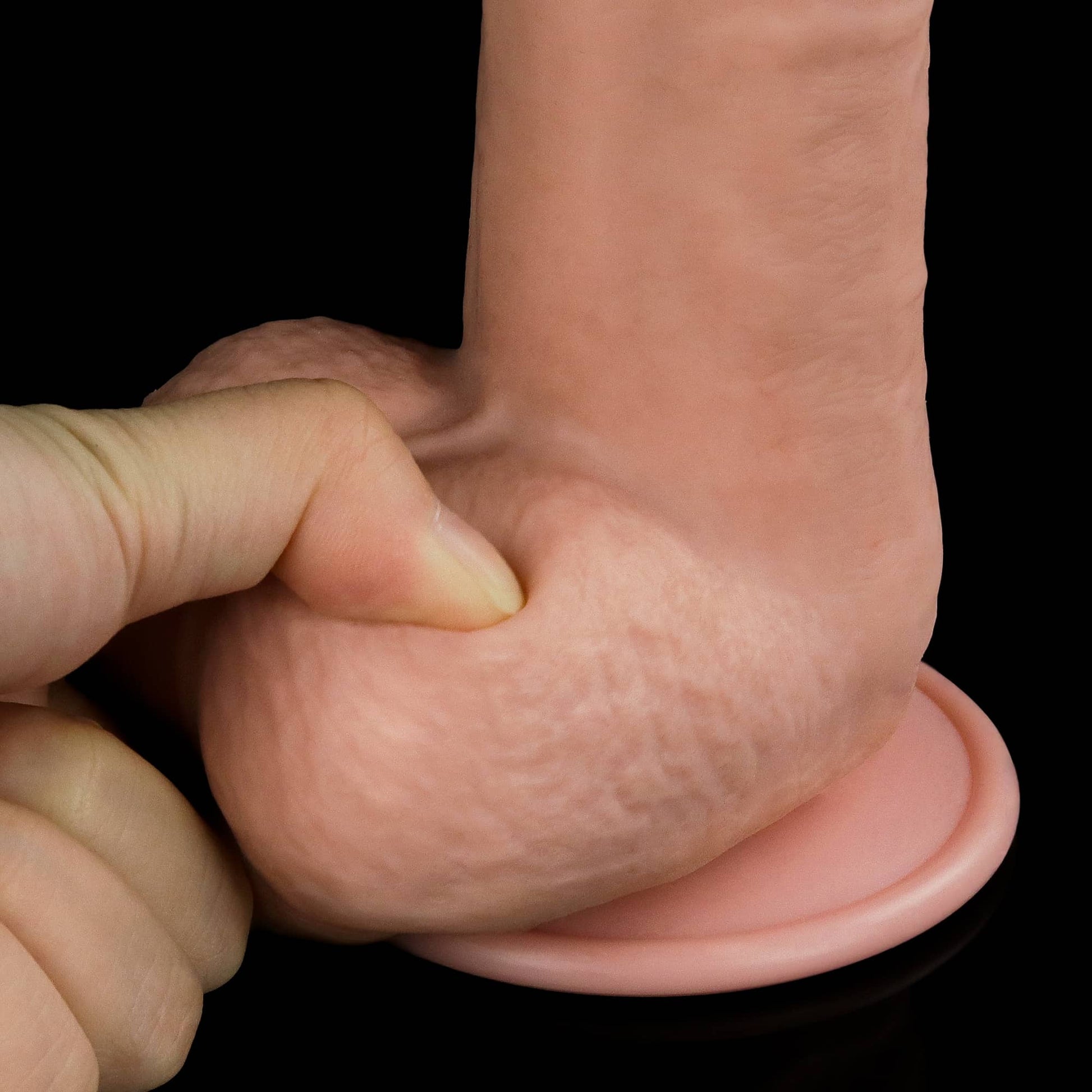 The soft testicle of the 9 inches realistic sliding skin suction cup dildo