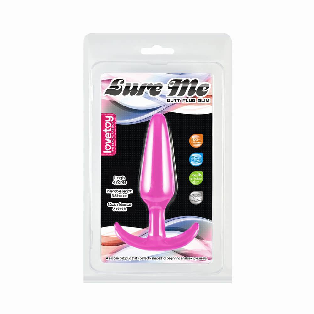 The packaging of the pink lure me classic anal plug s