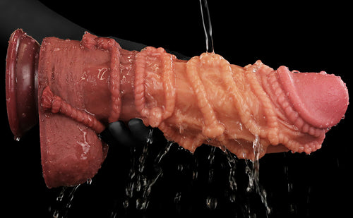 What kinds of unique rope designs does "10.5 Inch Dual-Layered Silicone Realistic Dildo" have?