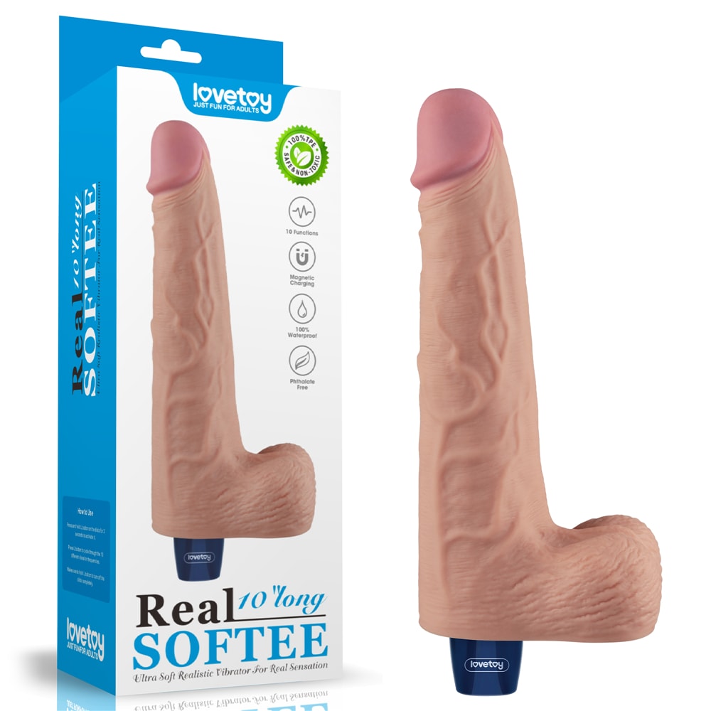 10" REAL SOFTEE Rechargeable Vibrating Dildo Flesh