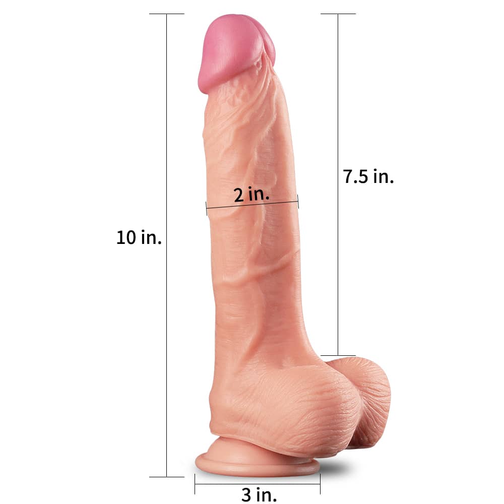 The size of the 10 inches liquid silicone big dildo