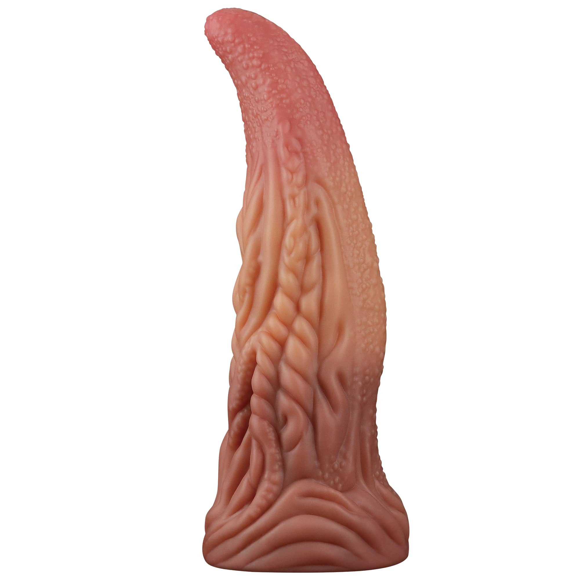 The 10 inches alien tentacle silicone dildo is upright