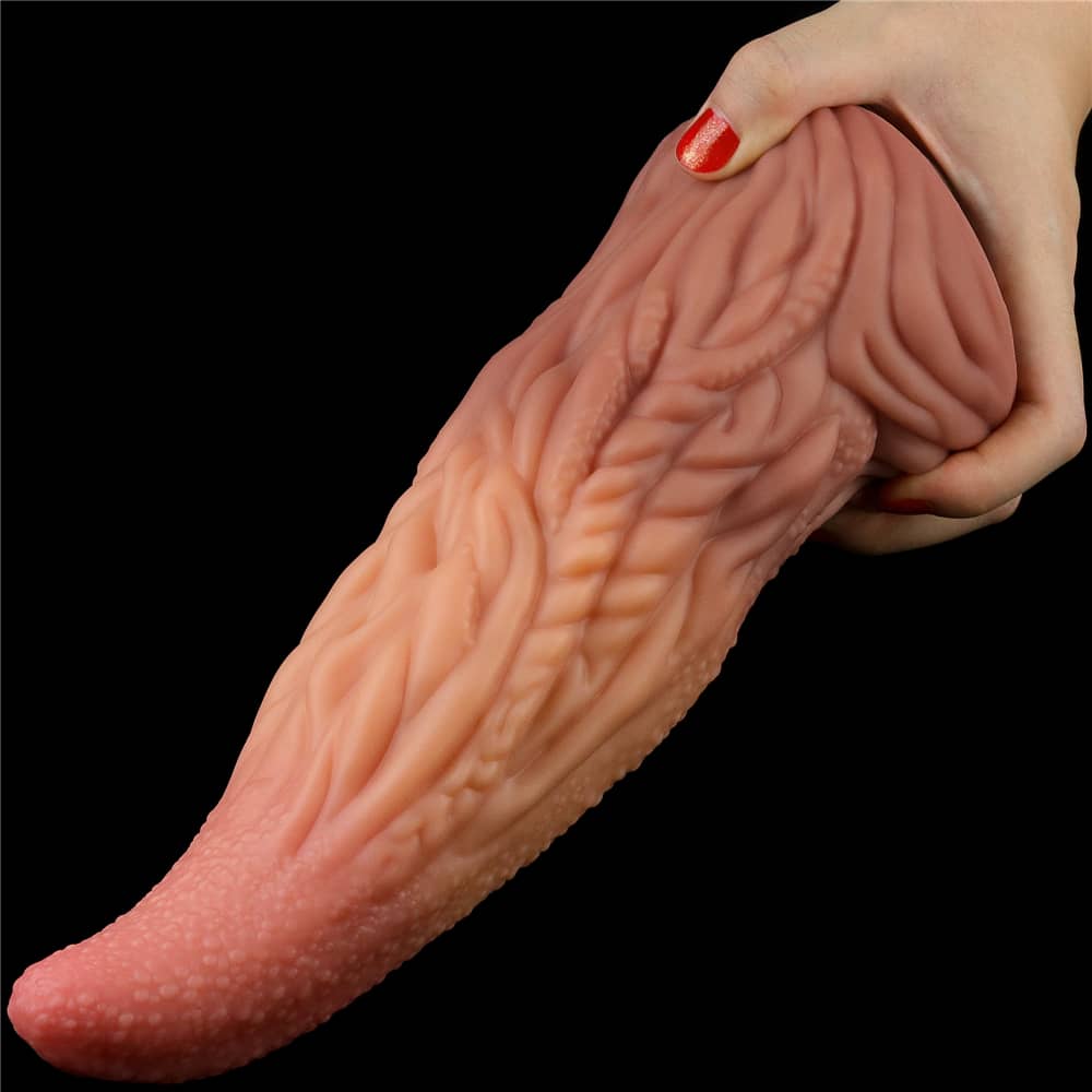 The 10 inches alien tentacle silicone dildo features the exotic alien-like tongue or tentacle