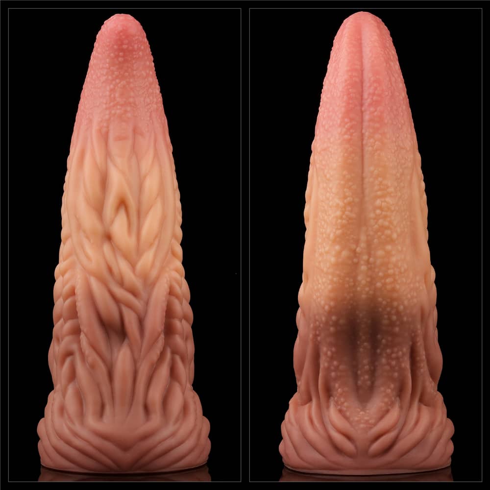 The front and back of the 10 inches alien tentacle silicone dildo