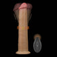 The 10 inches silicone vibrating rotating dildo is vibrating with the remote control