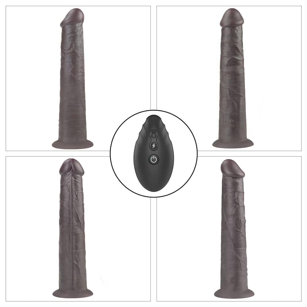 The different angles of the 10 inches black dual layered silicone rotator 