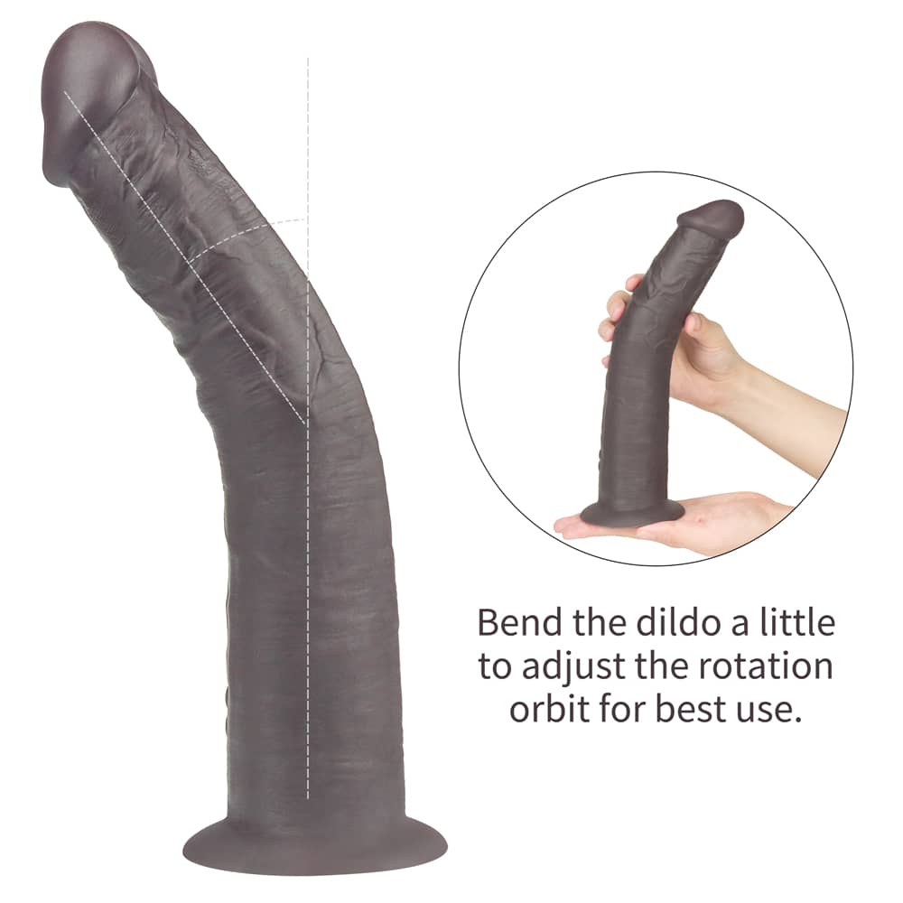 The 10 inches black dual layered silicone rotator is adjustable to different angles