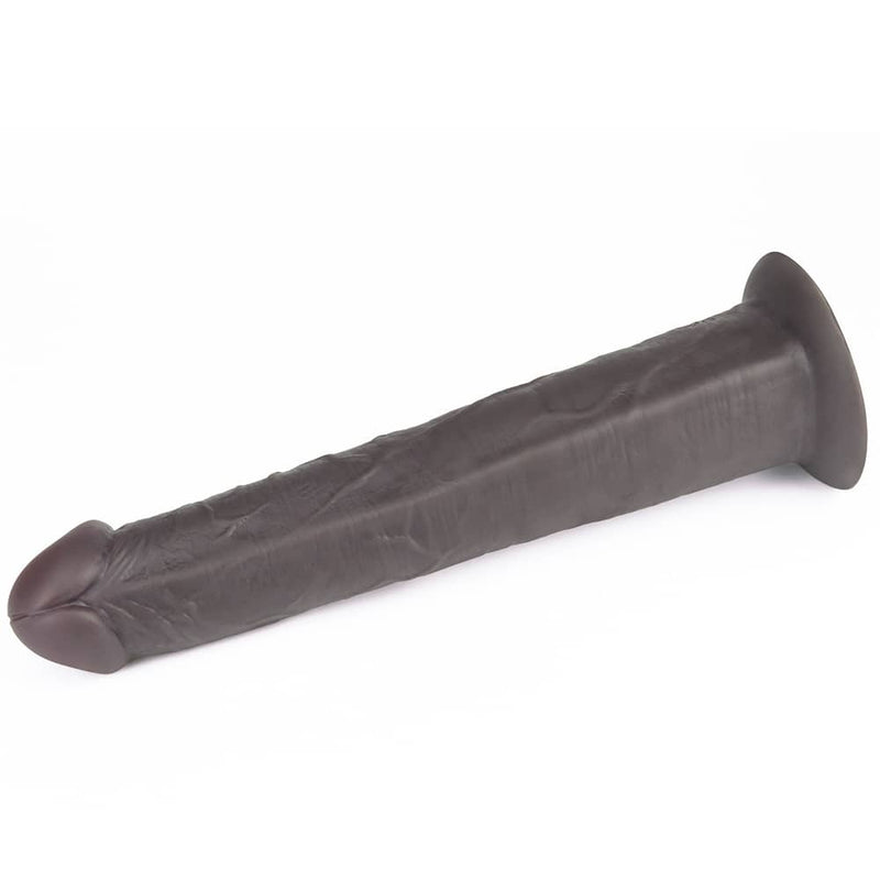 The 10 inches black dual layered silicone rotator lays flat