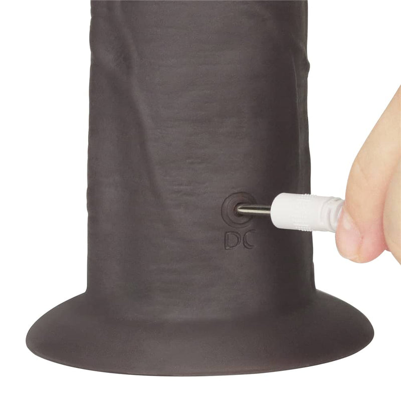 The charging port of the 10 inches black dual layered silicone rotator 