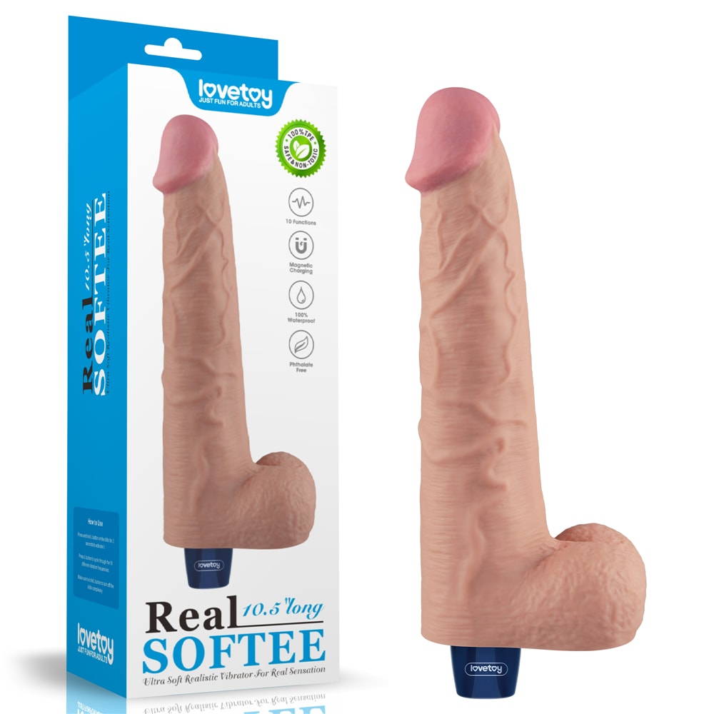 10.5" REAL SOFTEE Rechargeable Vibrating Dildo Flesh