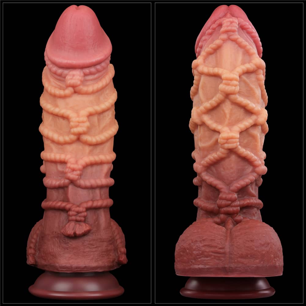 The front and back of the 10.5 inches monster rope silicone dildo