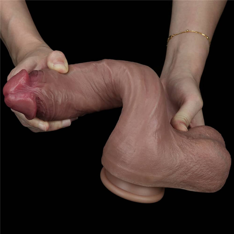 The 10.5 inches platinum silicone cock is flexible and can bend to different angles
