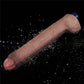 The 10.5 inches rechargeable silicone vibrating dildo is vibrating