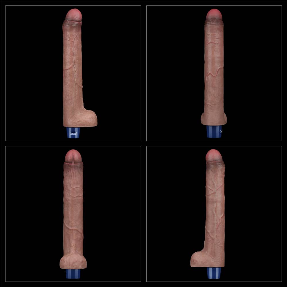The different angles of the 10.5 inches rechargeable silicone vibrating dildo