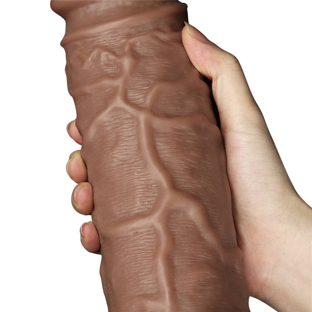 The 10.5 inches realistic chubby dildo adorned with raised veins