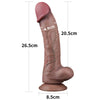The size of the 10.5 inches dual layered platinum silicone cock 