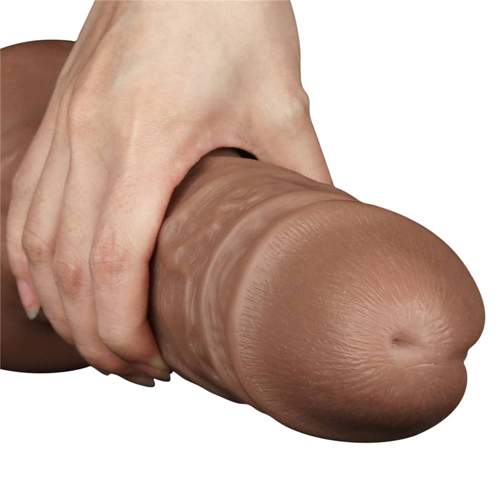 The fat head of the 10.5 inches realistic chubby vibrating dildo