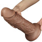 The 10.5 inches realistic chubby vibrating dildo adorned with raised veins