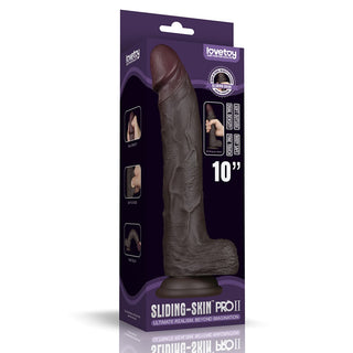 10'' Sliding Skin Pro II Dual Layer Silicone Dong Black