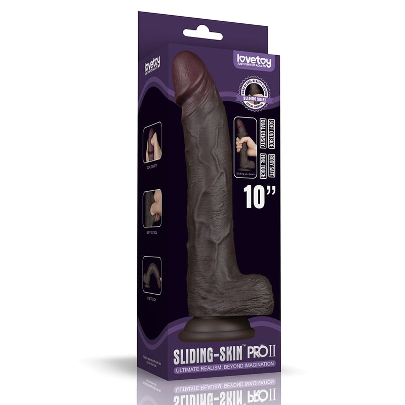 10'' Sliding Skin Pro II Dual Layer Silicone Dong Black
