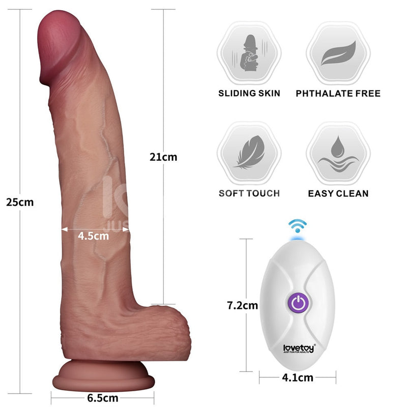 10" Vibrating Sliding Skin Pro II Silicone Dong