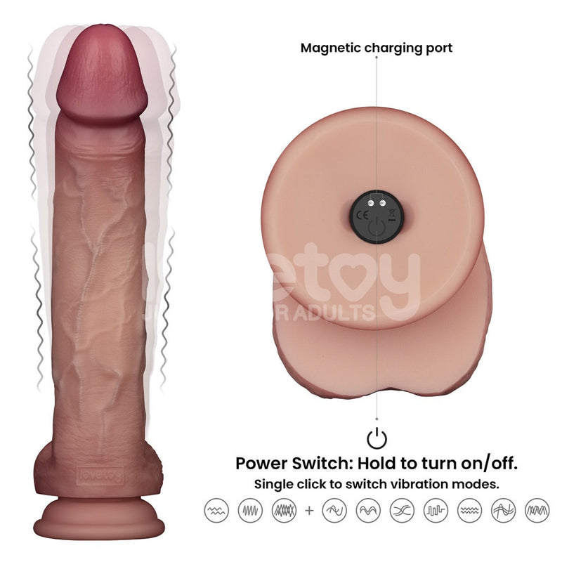 10" Vibrating Sliding Skin Pro II Silicone Dong
