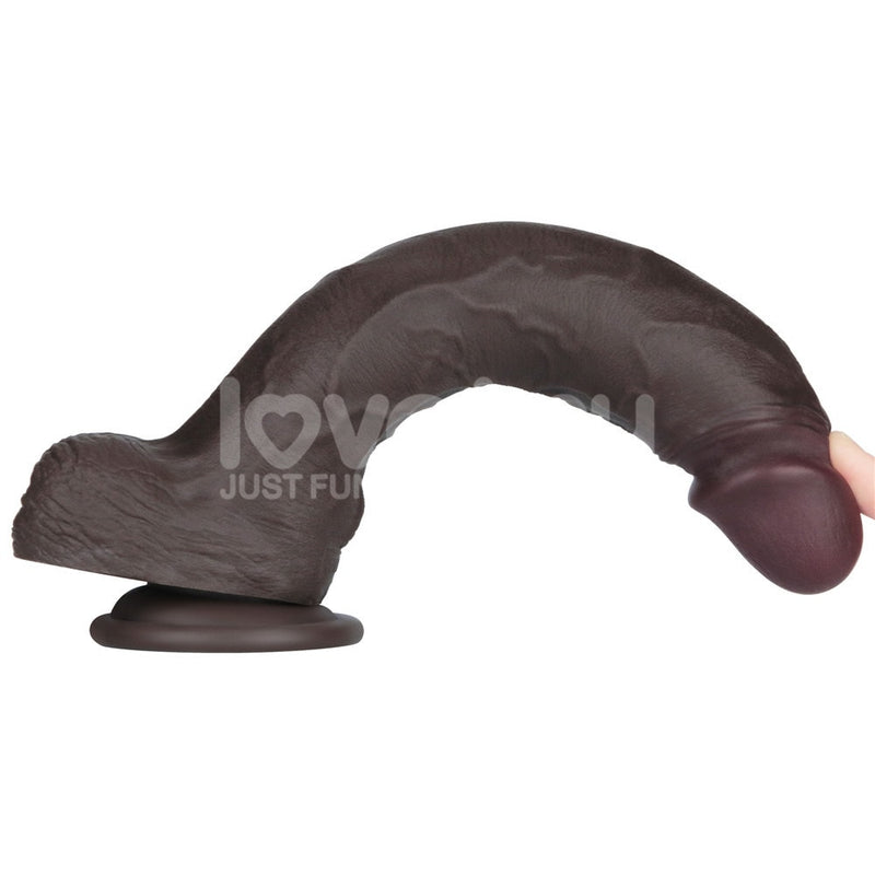 10" Vibrating Sliding Skin Pro II Silicone Dong Black