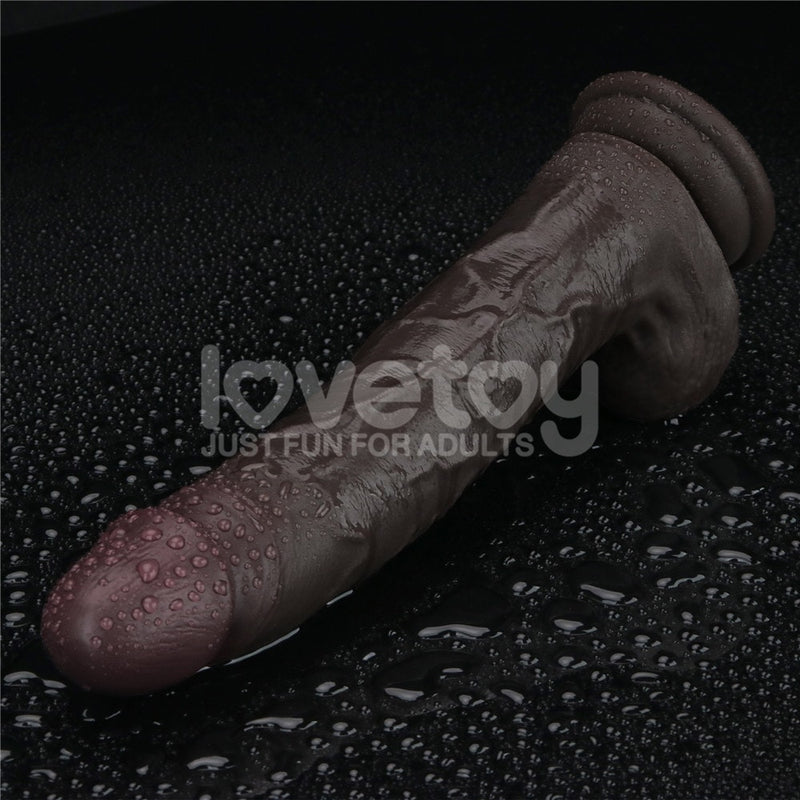 10" Vibrating Sliding Skin Pro II Silicone Dong Black