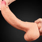 The 11 inches dual layer platinum silicone cock adorned with raised veins and a bulbous head