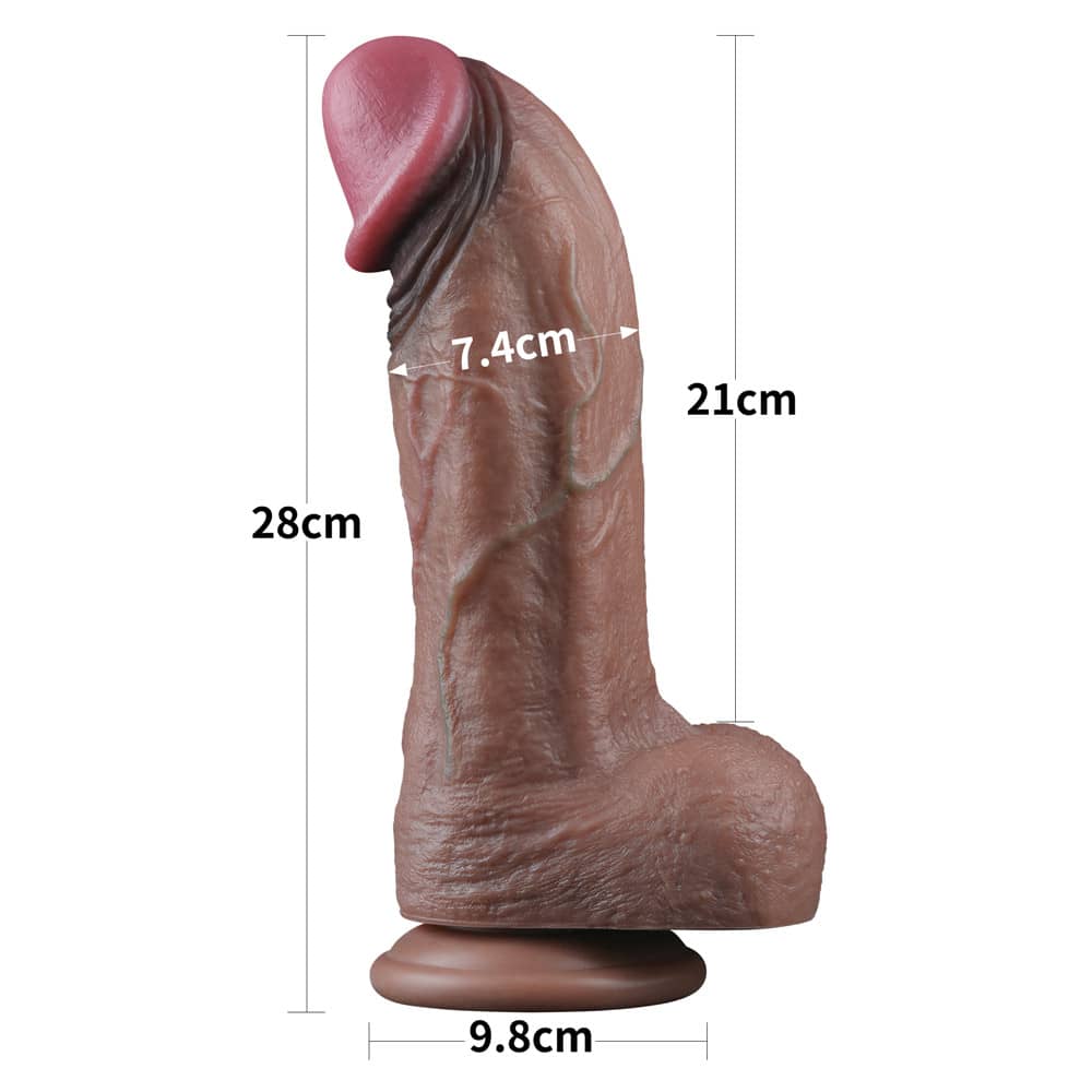 The size of the 11 inches handmade dual layered dildo