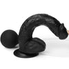 The 11 inches black realistic ejaculating dildo bends ultra softly