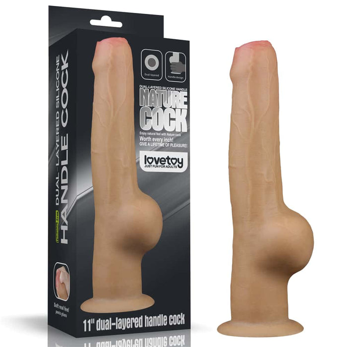 Monster Dildo | 11'' Dual Density Dildo Handle Foreskin Cock