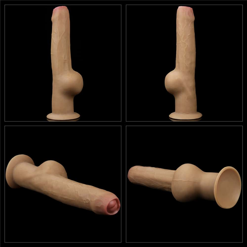 The different angles of the 11 inches dual layered handle foreskin cock