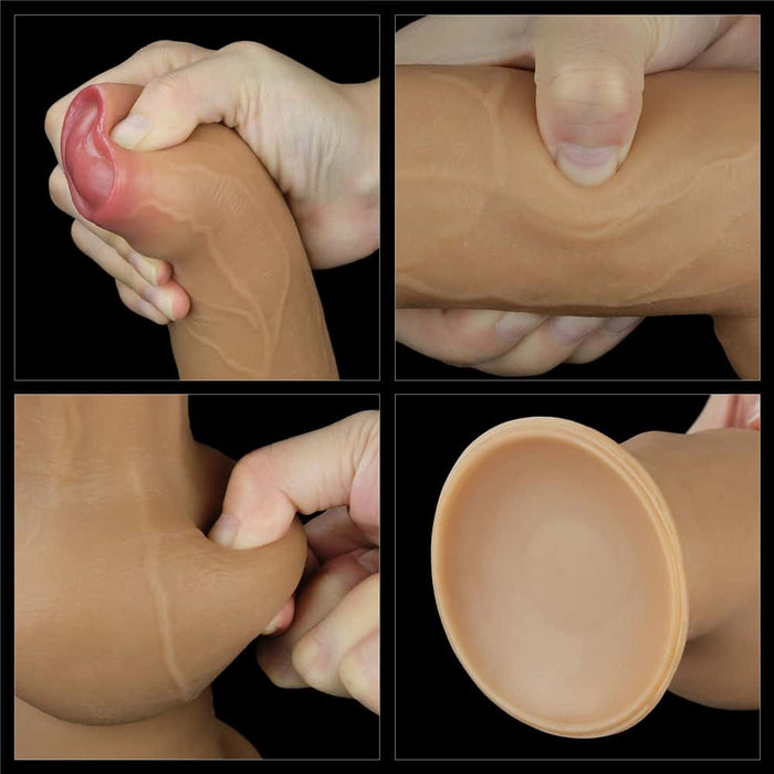 Monster Dildo | 11'' Dual Density Dildo Handle Foreskin Cock