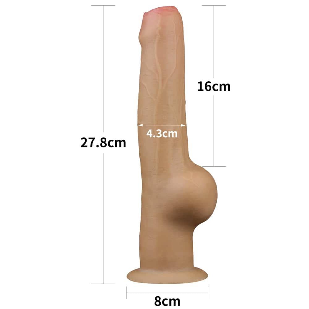 The size of the 11 inches dual layered handle foreskin cock