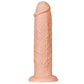 The 11 inches realistic long dildo is upright