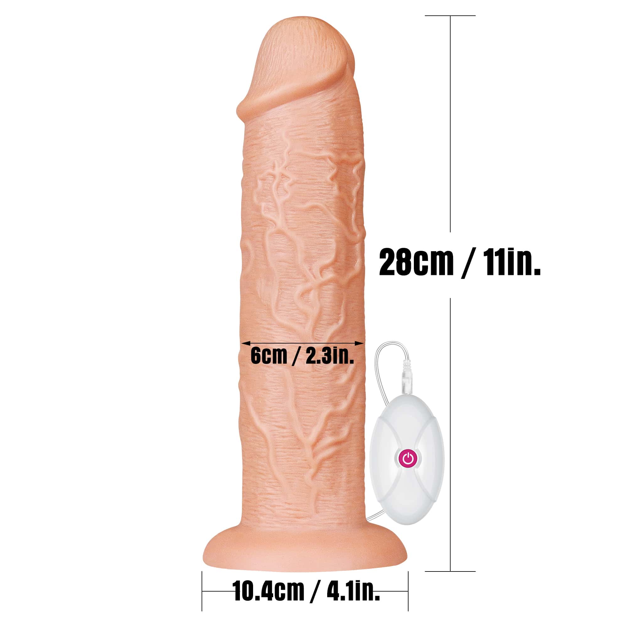 The size of the 11 inches realistic long vibrating anal dildo