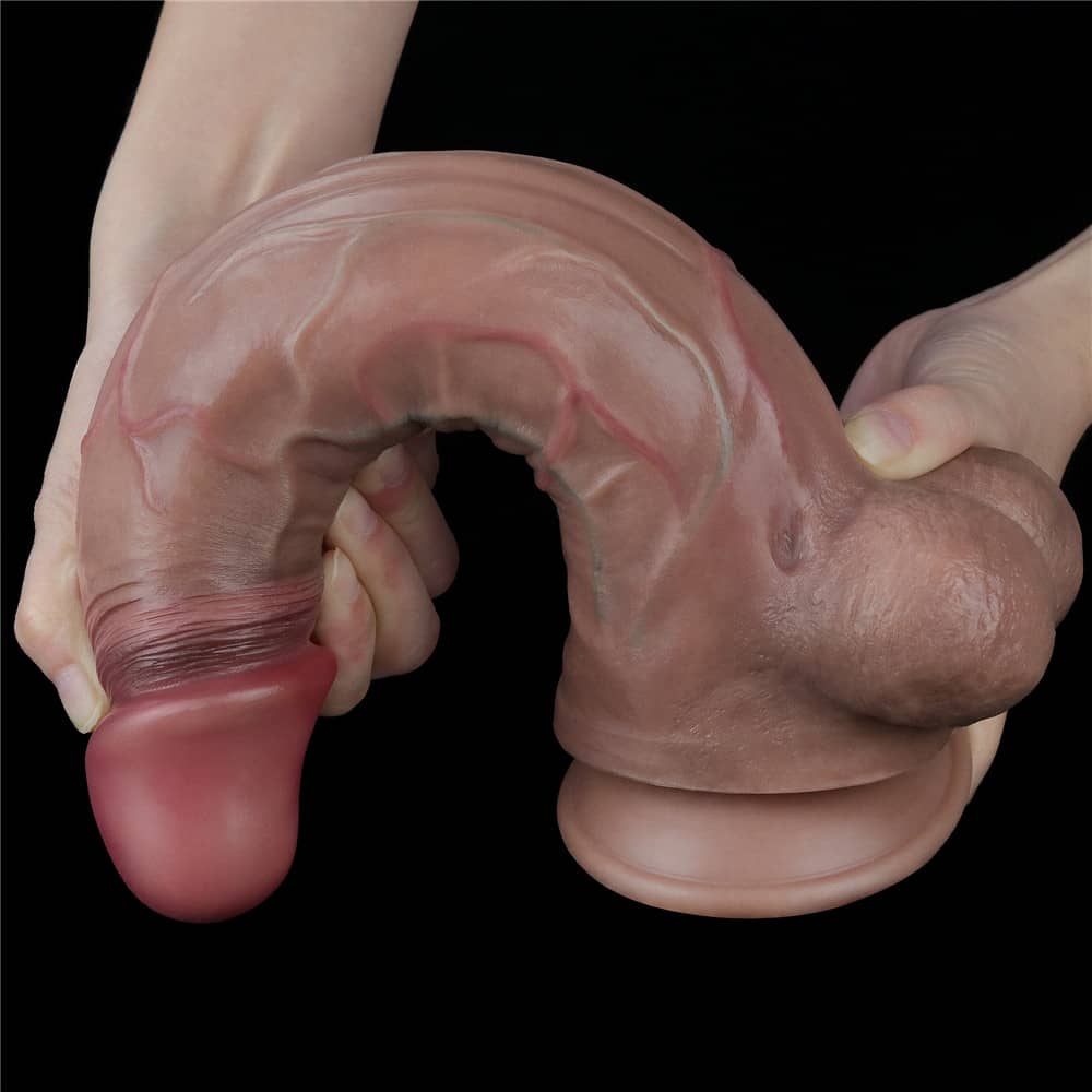  The 11.5 inches silicone realistic veins dildo bends ultra softly 