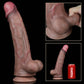 The 11.5 inches silicone realistic veins dildo is huge sized and has soft balls