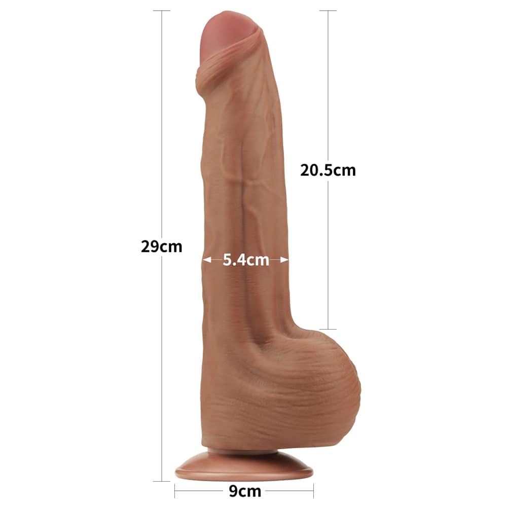 The size of the 11.5 inches king sized sliding skin dildo