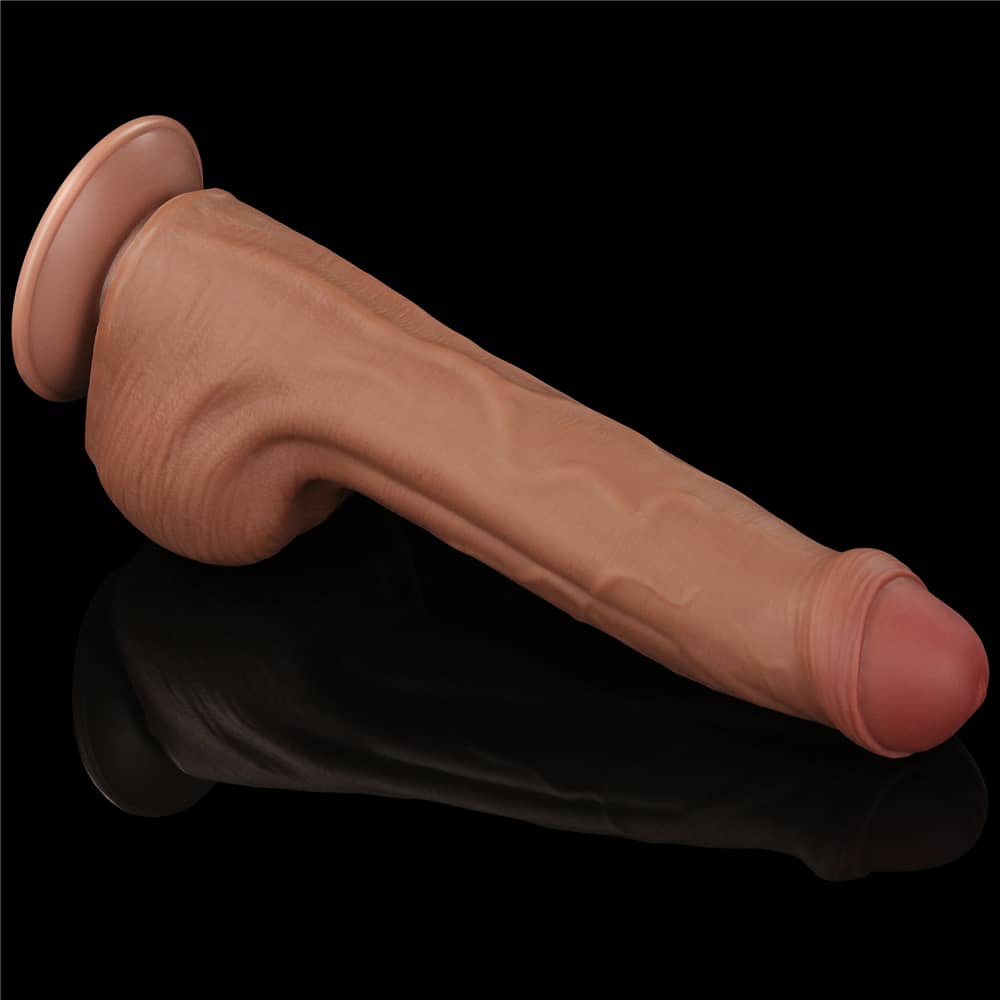 The left side of the 11.5 inches king sized sliding skin dildo