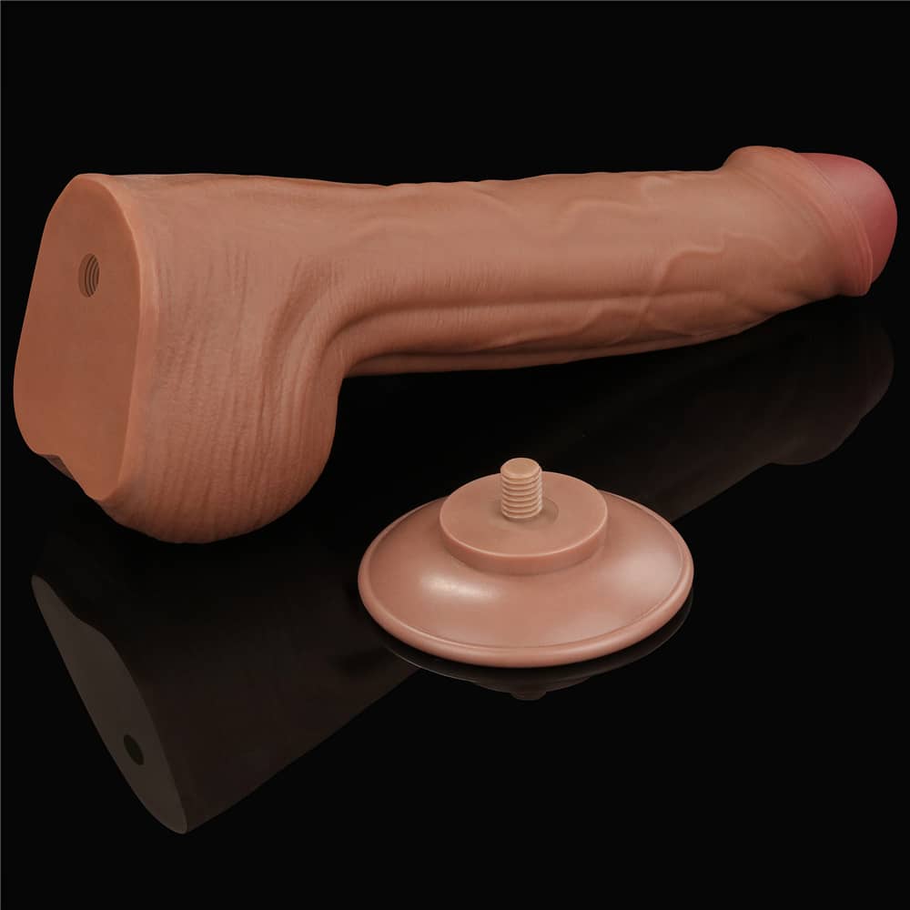  The 11.5 inches king sized sliding skin dildo has a detachable strong suction cup