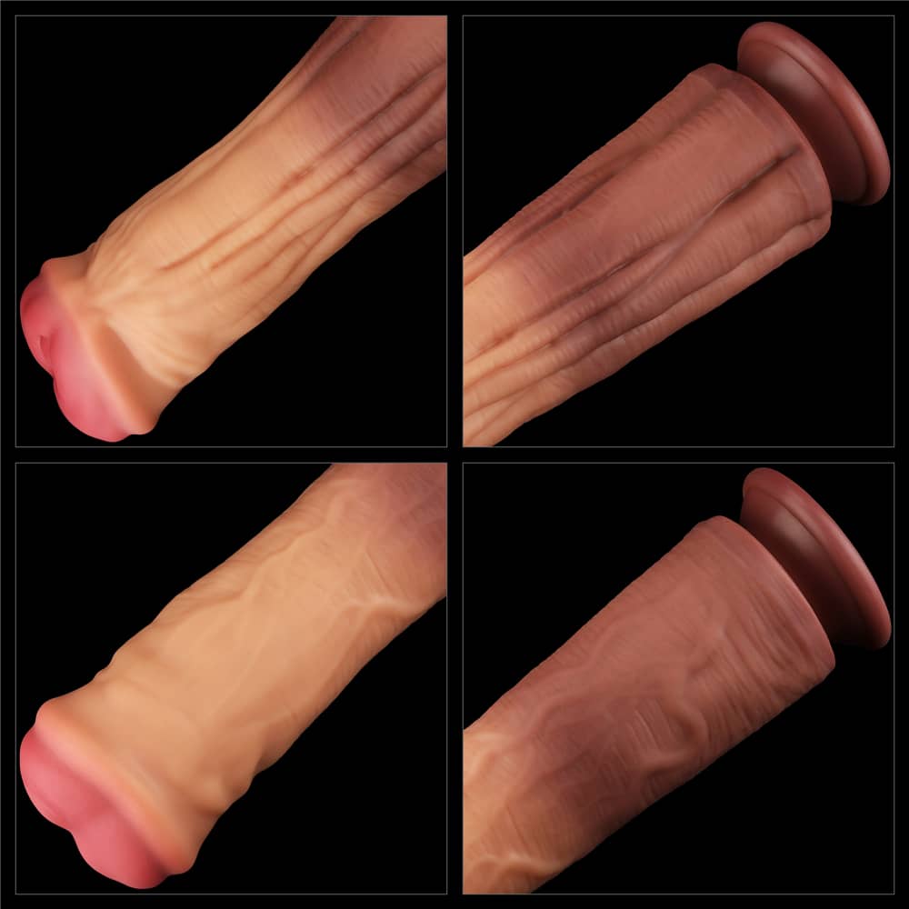 The gradient color of the 12 inches dual layer silicone horse dildo